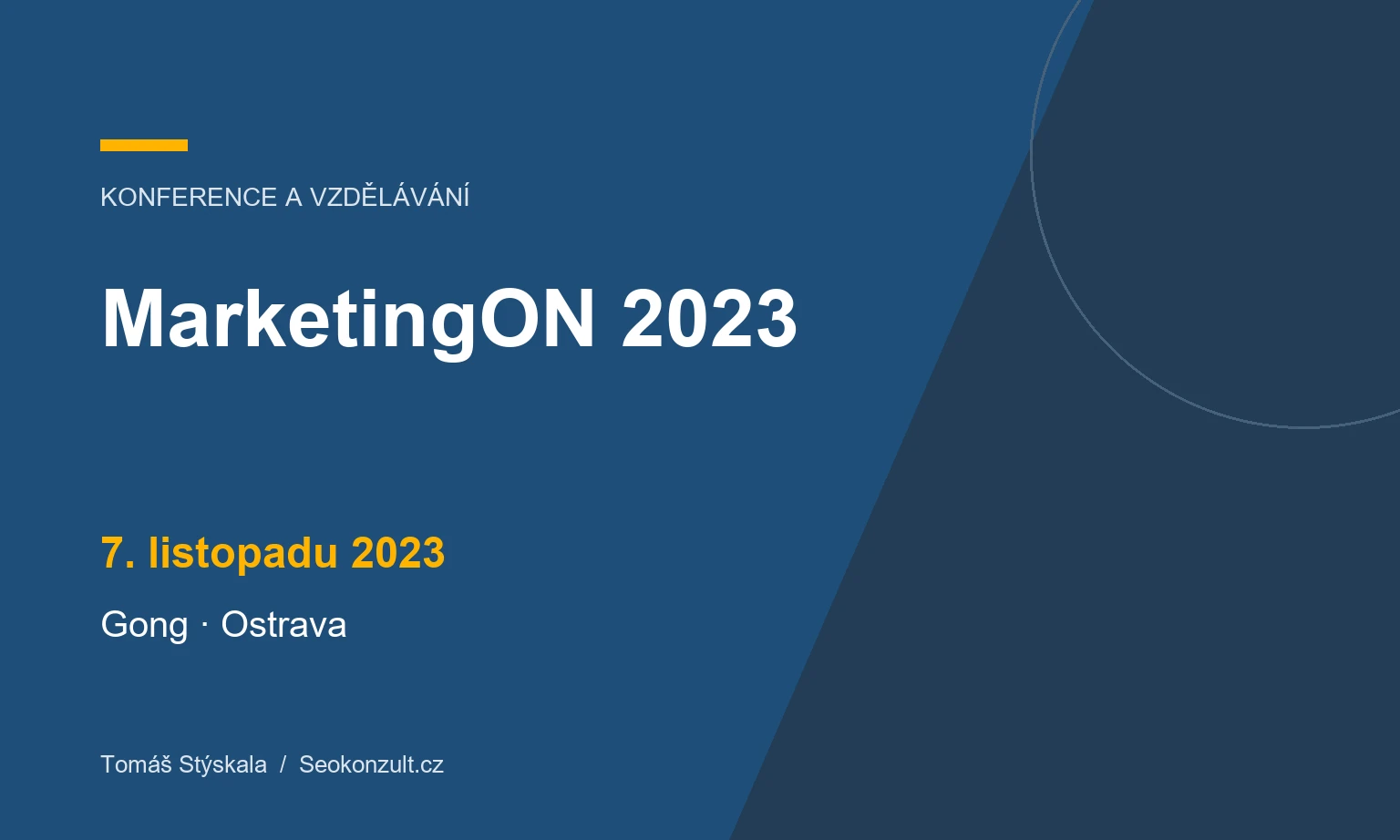 Grafický náhled: MarketingON 2023, 7. listopadu 2023, Gong · Ostrava.