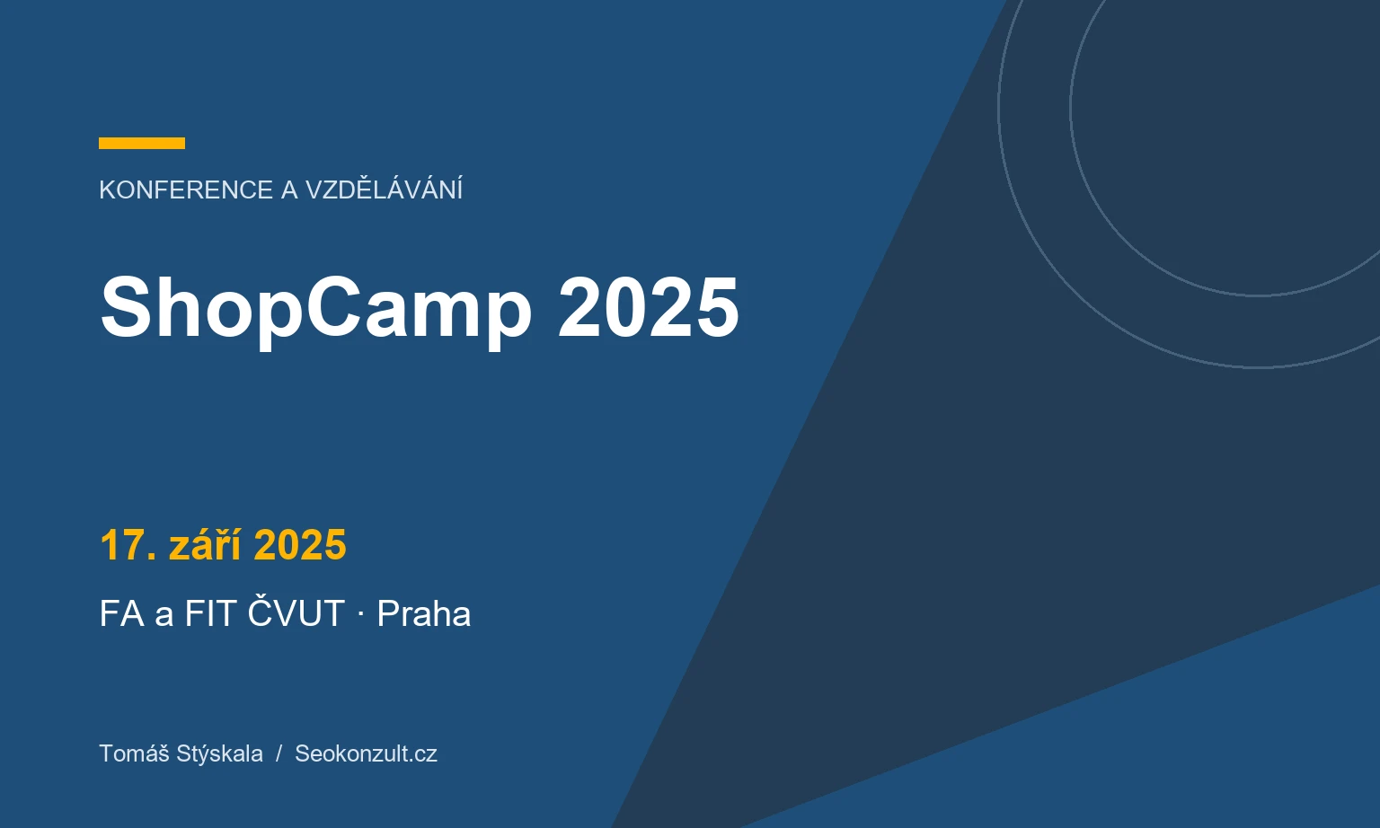 Grafický náhled: ShopCamp 2025, 17. září 2025, FA a FIT ČVUT · Praha.